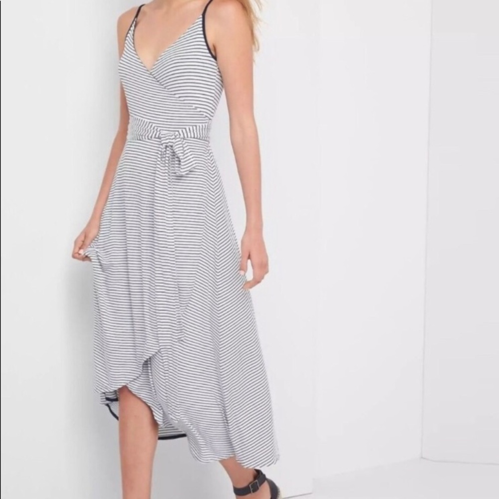 Gap striped wrap dress